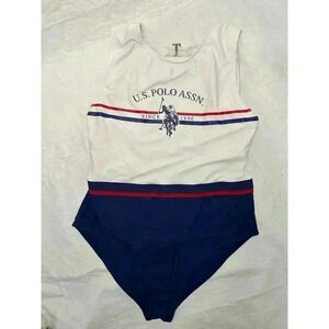 U.S. POLO ASSN Red White Blue Logo Swimsuit Size XL 15-17